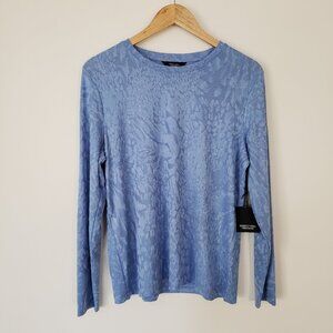 Simply Vera Vera Wang Sky Blue Leopard Pattern Long Sleeve Shirt Size L NWT